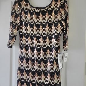 Macys Black andGold Sequin Bodycon Dress size xxl
